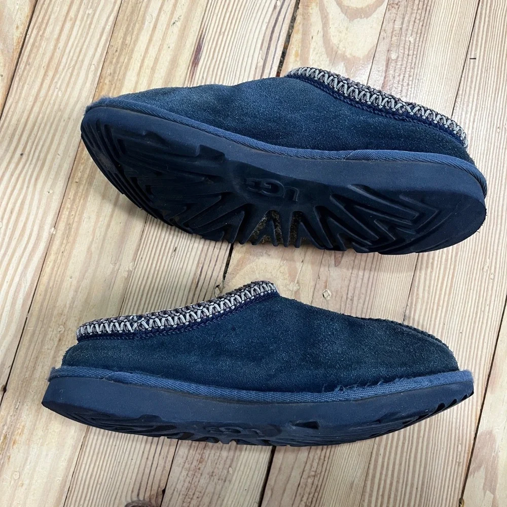 UGG Tasman Navy Blue Suede Shearling Slippers Kids Size 3 1019066K casual slipon